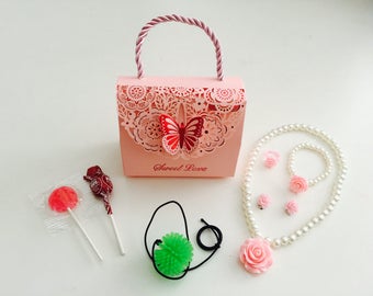 Girl's Party Goody Bags, Toys, Candy, Necklace Set, 12 Pack