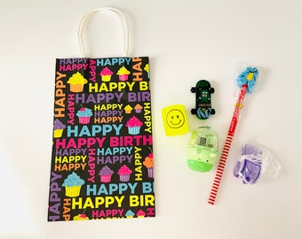 8 Pack Happy Birthday Goody Bags, Filled Loot Bag with Toys