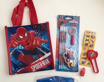 Spiderman Party Favor Goody Bags, Toys, Stickers, 8-Pack
