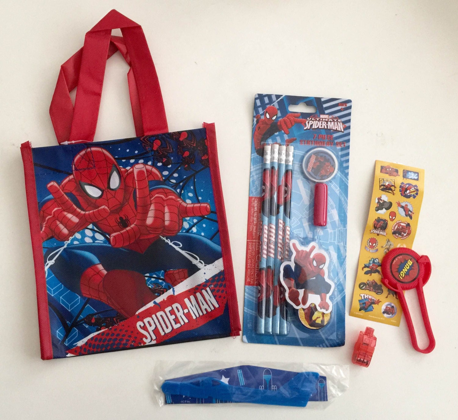 8x Pack Spiderman Goody Bags, Pre Made & Filled With Toys, Goodie, Filled Goody Bag / Loot Bag