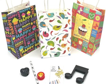 Music Themed Party Favor Goody Bags, Toys Included, Set of 8