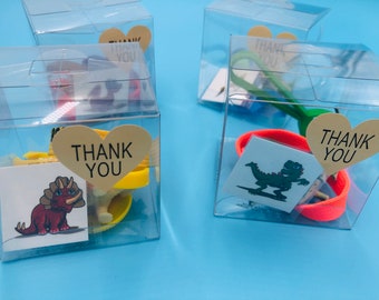 12x Pre-Made Toy Goody Bags, Dinosaur, Disc Shooter, Tattoo, Bracelet