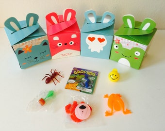 12x Animal Favor Boxes, Filled Goody Bags, Novelty Toys