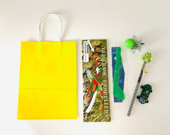 Boy Birthday Party Favor Bags, Gliders, Eraser, Sharpener, 8-Pack