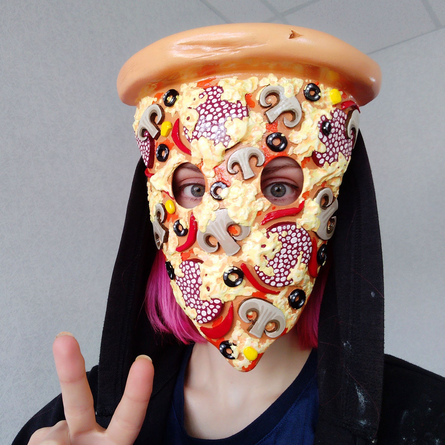 Pizza mask. Pizzaface. Food mask. Pizza Coustume. Pizzeria Etsy