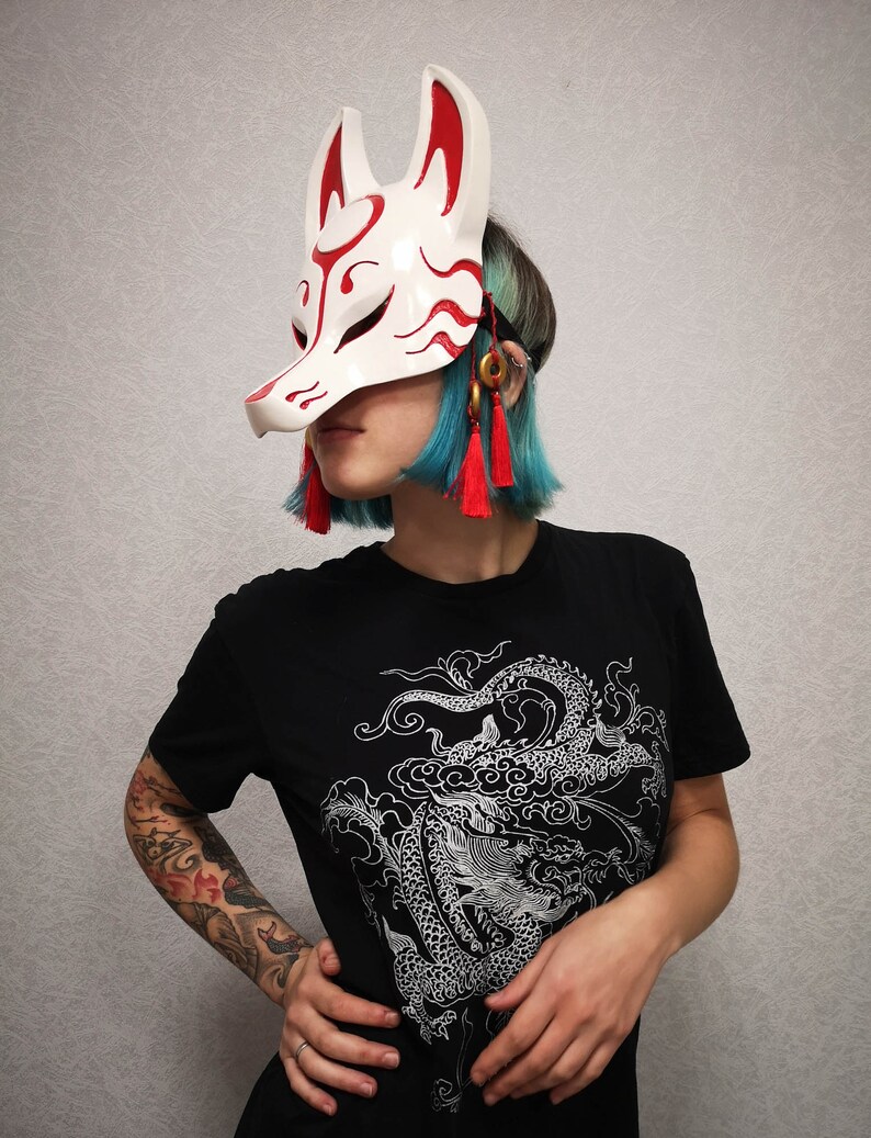 Kitsune mask. Japan mask. Fox mask. Japanese mask. Animal Etsy