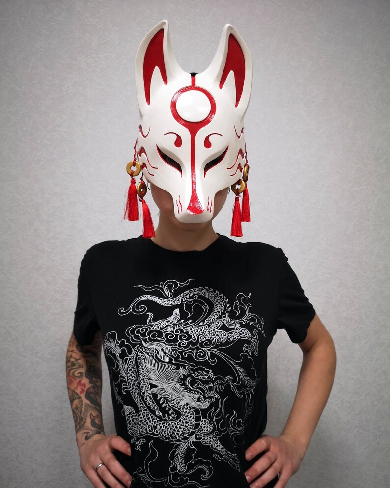 Kitsune mask. Japan mask. Fox mask. Japanese mask. Animal Etsy