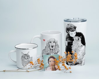 Pet Mug, Custom Pet Tumbler, Personalized Dog Mug, Personalized Cat Mug, Pet Portrait Mug, Pet Memorial Gift, Pet Loss Gift, Dog Tumbler