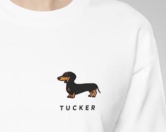 Custom Dachshund Sweatshirt, Personalized Doxie Wiener Dachshund Gift, Dapple Piebald Long Wirehaired Dachshund Mom Dad Sweatshirt