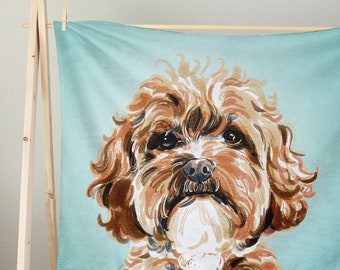Custom Pet Portrait Blanket, Custom Dog Blanket, Pet Blanket, Mother Gift Idea, Personalized Dog Blanket, Pet Gift