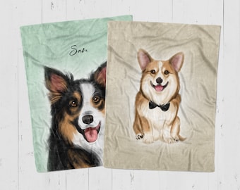 Dog blanket, custom pet blanket, personalized pet blanket, cat blanket, dog portrait blanket from photo, Christmas gift idea for pet lover