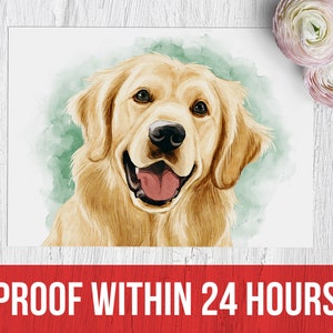 Digital Pet Portrait Download, Custom Pet Portrait Printable, Dog Portrait Painting from Photo, Personalized Last Minute Christmas Gift