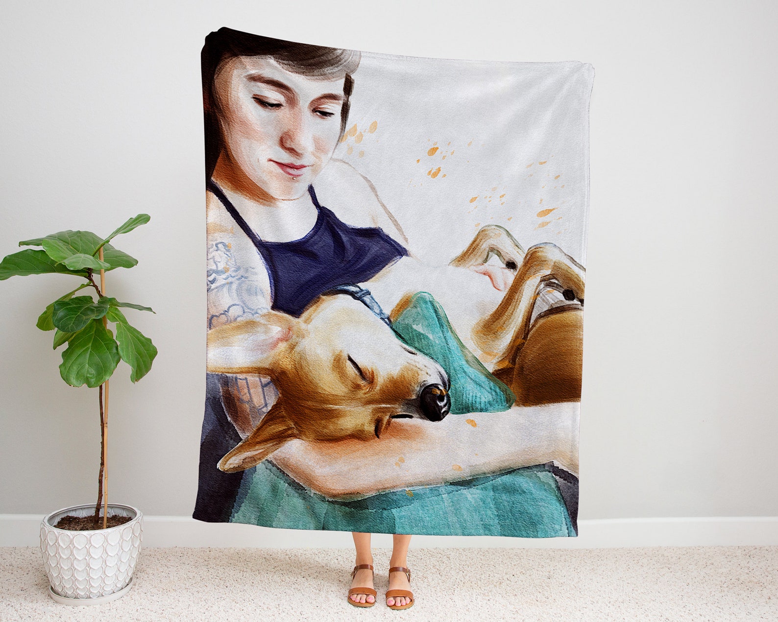 Custom Pet Portrait Blanket Custom Dog Blanket Pet Blanket Etsy