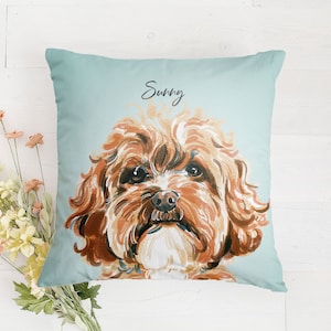 Custom Pet Pillow, Dog Pillow, Cat Pillow, Pet Cushion, Gift for Dog Lover Pet Owner, Dog Memorial Gift, Pet Portrait Pillow, Pet Memorial image 1