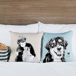 Pet Pillow, Personalized Pet Pillow, Custom Pet Pillow, Customized Dog Pillow, Dog Portrait Pillow, Custom Throw Pillows Cases, Pillow Cover image 10