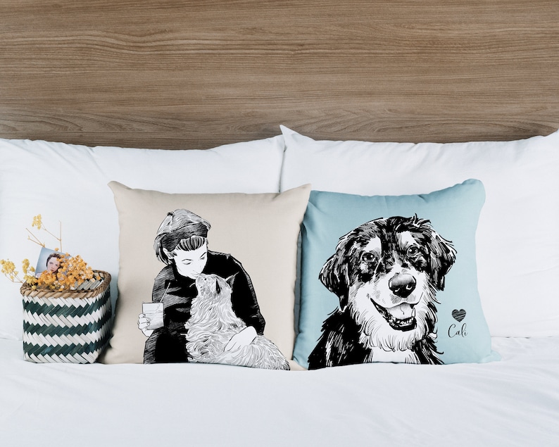 Pet Pillow, Personalized Pet Pillow, Custom Pet Pillow, Customized Dog Pillow, Dog Portrait Pillow, Custom Throw Pillows Cases, Pillow Cover image 10
