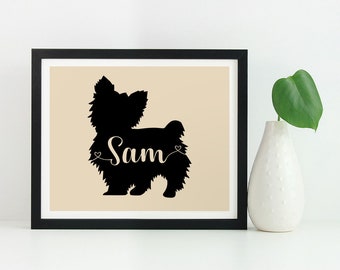 Yorkshire Terrier art print, custom Yorkshire Terrier gift, Yorkshire Terrier silhouette wall art poster, Yorkshire Terrier memorial