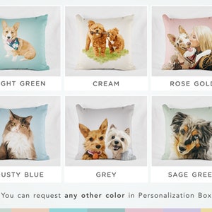 Custom Pet Pillow, Dog Pillow, Cat Pillow, Pet Cushion, Gift for Dog Lover Pet Owner, Dog Memorial Gift, Pet Portrait Pillow, Pet Memorial image 2