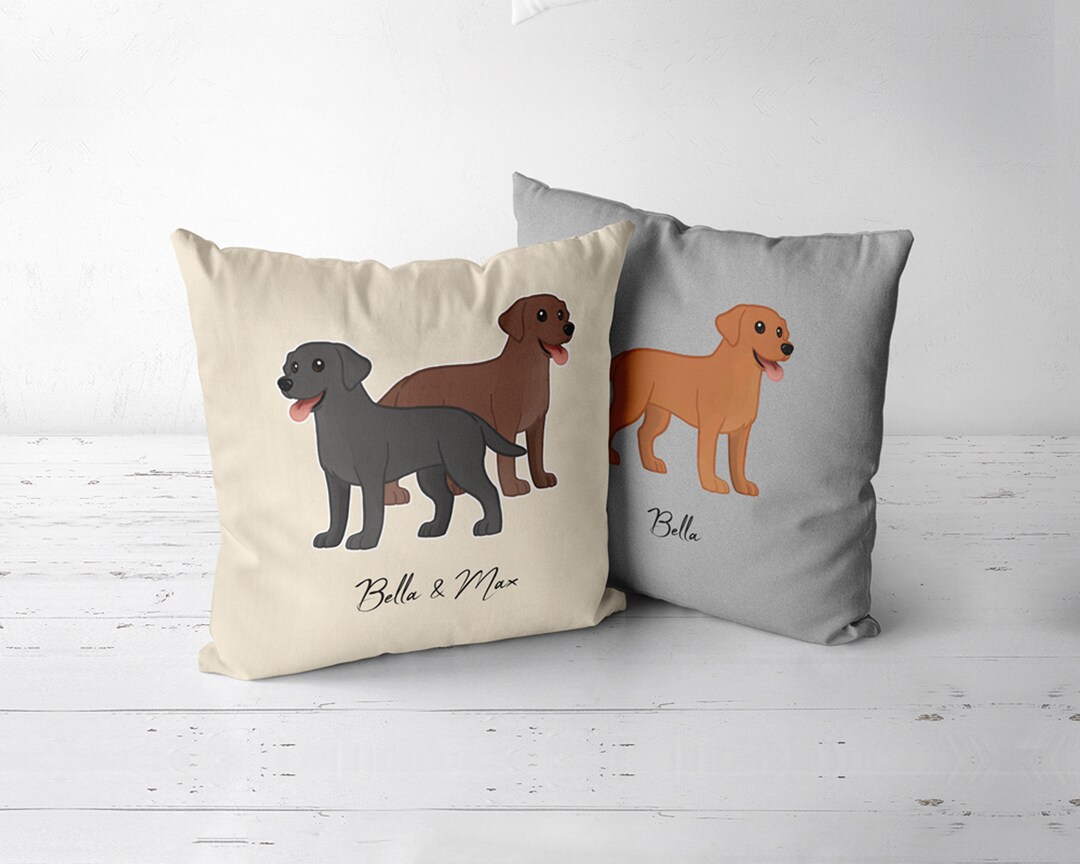 Custom Labrador Pillow, Personalized Labrador Retriever Gift, Black