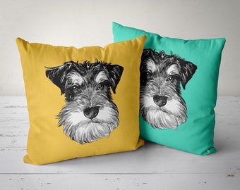 Miniature Schnauzer Pillow, Schnauzer Gift, Schnauzer Home Decor, Giant Schnauzer Throw Pillow Cover, Schnauzer Mom, Schnauzer Dog