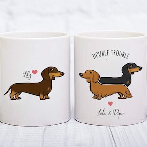 Custom Dachshund Mug, Personalized Doxie Wiener Dachshund Gift, Dachshund Mug, Dapple Long Wirehaired Dachshund Owner Mug, Piebald Dachshund