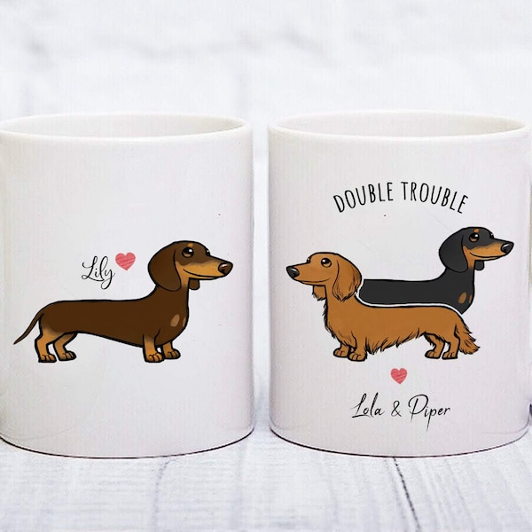 Custom Dachshund Mug, Personalized Doxie Wiener Dachshund Gift, Dachshund Mug, Dapple Long Wirehaired Dachshund Owner Mug, Piebald Dachshund