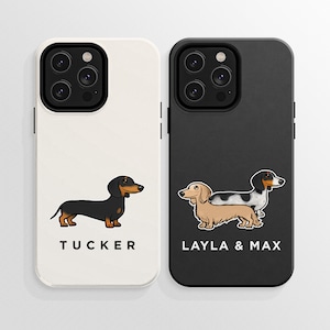 Custom Dachshund Phone Case, Personalized Doxie Wiener Dachshund iPhone Case, Dachshund Gift, Dapple Long Wirehaired Piebald Dachshund Owner
