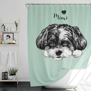 Custom Shower Curtain, Pet Shower Curtain, Dog Shower Curtain, Personalized Bath Curtain, Pet Portrait Shower Curtain, Dog Bath Curtain