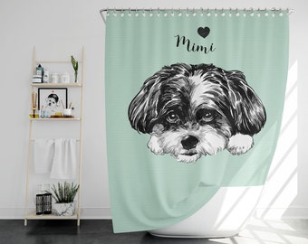 Custom Shower Curtain, Pet Shower Curtain, Dog Shower Curtain, Personalized Bath Curtain, Pet Portrait Shower Curtain, Dog Bath Curtain