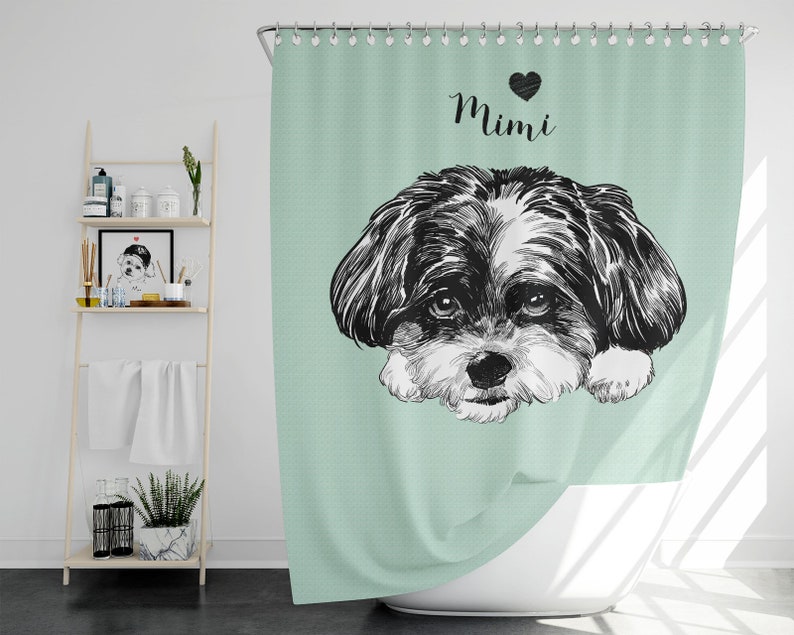 Custom Shower Curtain Pet Shower Curtain Dog Shower Curtain Etsy