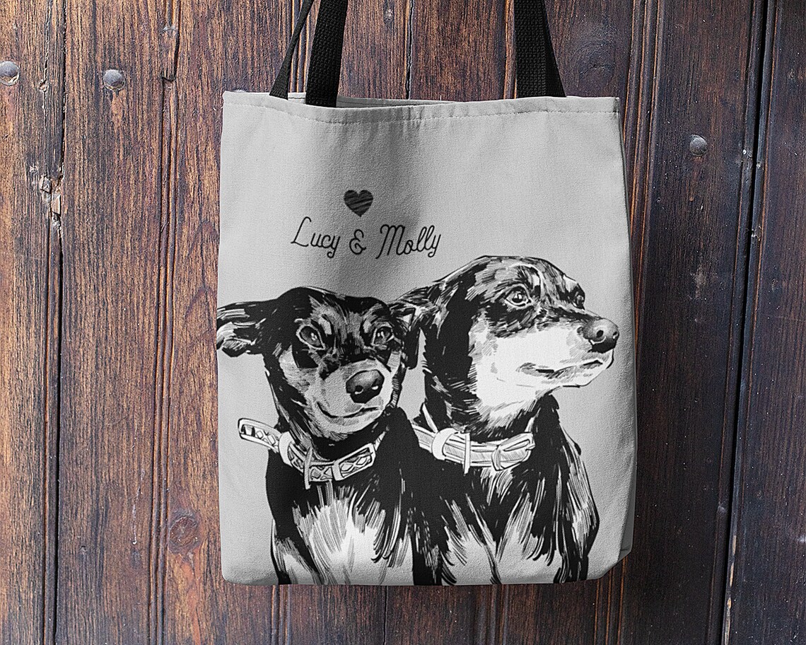 Custom Pet Portrait Tote Bag Custom Dog Tote Bag Pet Tote Etsy
