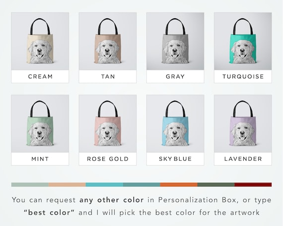 Personalized Canvas Zip Tote Bag with Pet Portrait