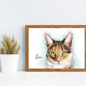 Custom cat portrait, cat portrait, cat memorial gift, cat watercolor portrait, custom cat painting, cat lover gift, pet portrait painting