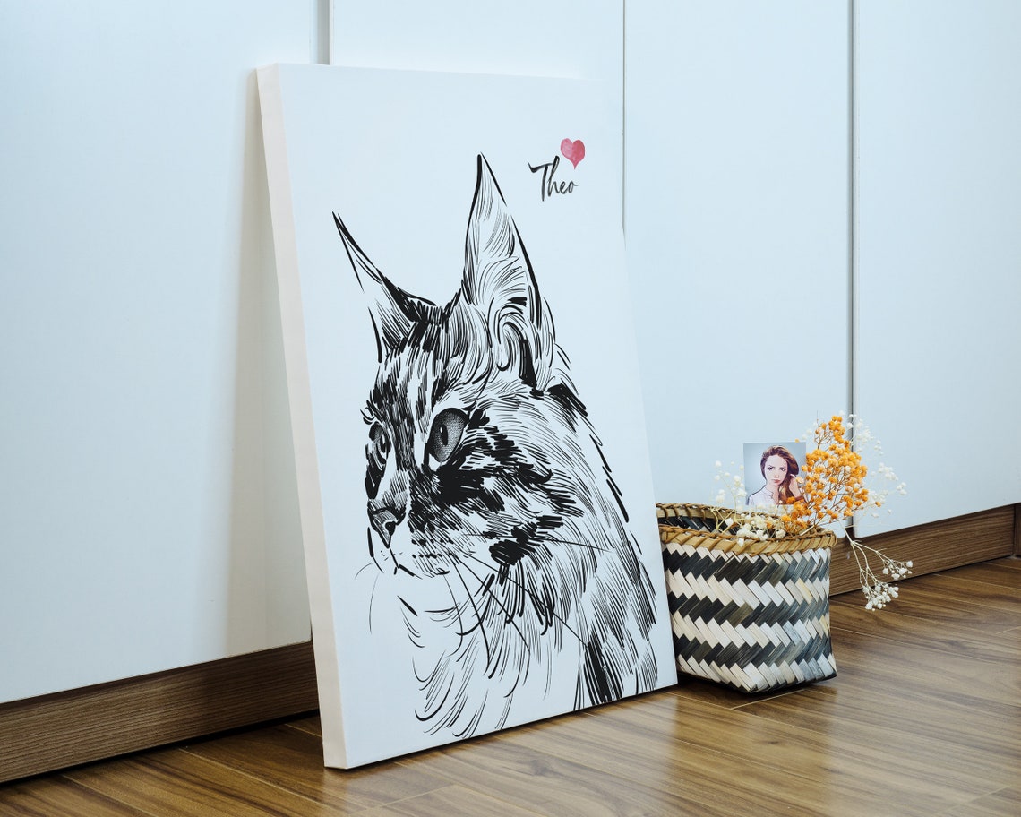 Custom cat canvas cat portrait cat canvas cat painting cat Etsy