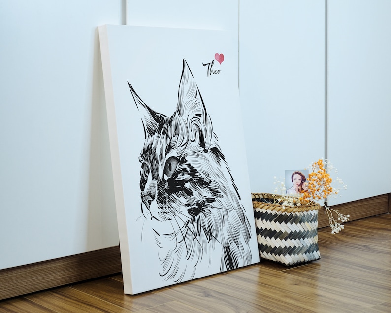 Custom Cat Canvas Cat Portrait Cat Canvas Cat Painting Cat Etsy