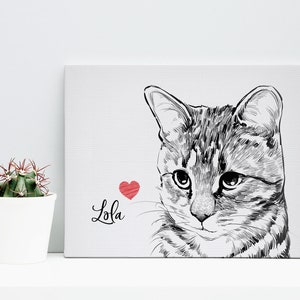 Custom cat canvas, cat portrait, cat canvas, cat painting, cat loss gift, personalized cat, cat memorial gift, cat drawing, cat sketch