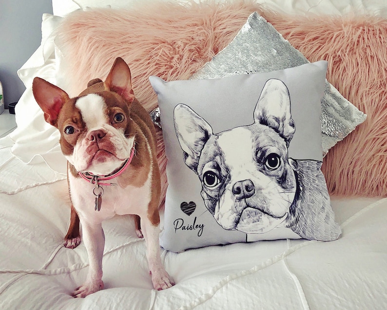 Pet Pillow, Personalized Pet Pillow, Custom Pet Pillow, Customized Dog Pillow, Dog Portrait Pillow, Custom Throw Pillows Cases, Pillow Cover image 6