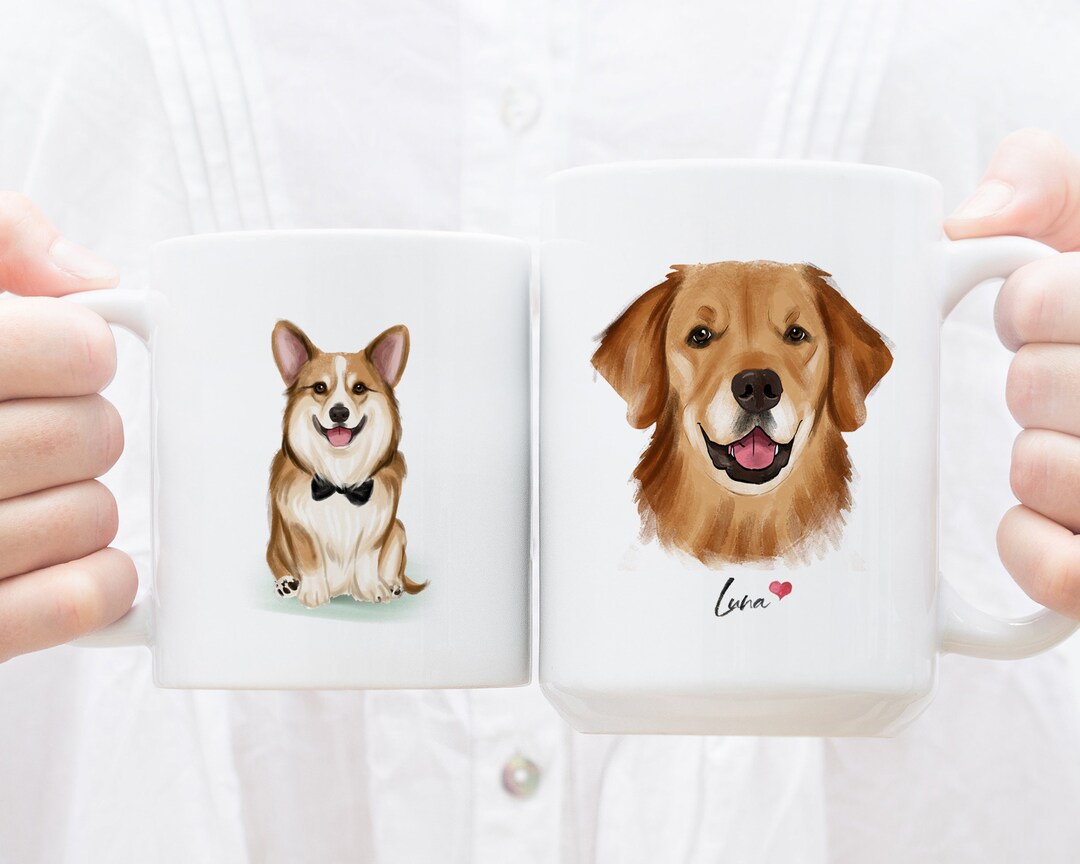Dog Mug Dog Portrait Mug Pet Portrait Mug Cat Painting Mug Etsy