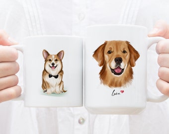 Dog Mug, Dog Portrait Mug, Pet Portrait Mug, Cat Painting Mug, Cat Portrait Mug, Pet Coffee Mug, Custom Pet Mug, Personalized Dog Face Mug