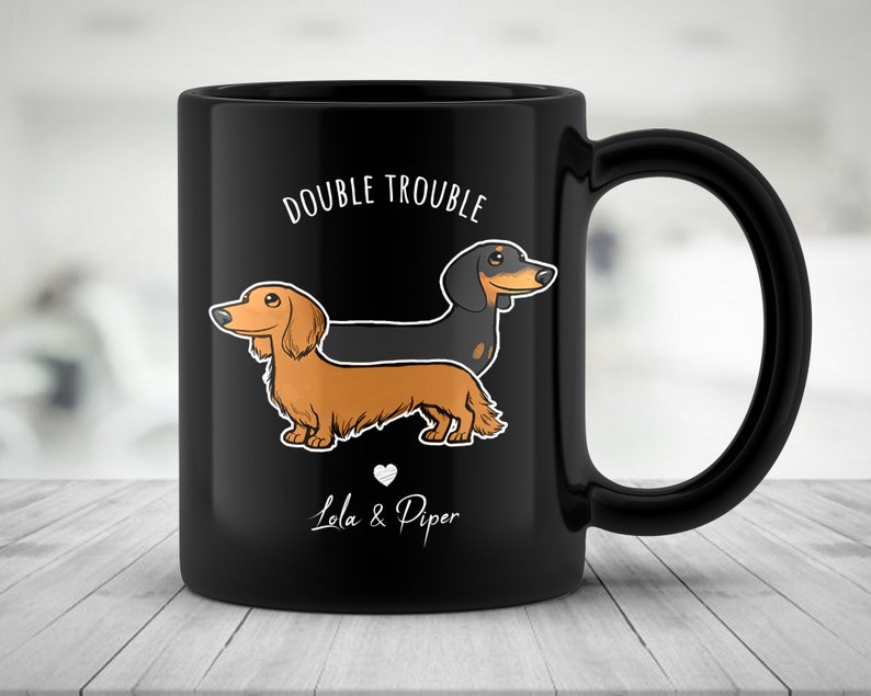 Custom Dachshund Mug, Personalized Doxie Wiener Dachshund Gift, Dachshund Mug, Dapple Long Wirehaired Dachshund Owner Mug, Piebald Dachshund image 9