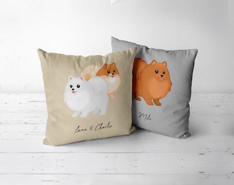 Custom Pomeranian Pillow, Personalized Pomeranian Gift, Pom Pillow Case, Pomeranian Mom Dad, Pom Lover, Pomeranian Decor