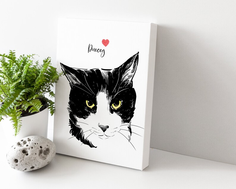 Custom Pet Canvas Pet Portrait Canvas Cat Canvas Pet Etsy