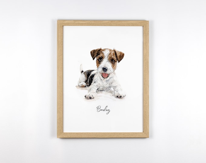 Featured listing image: Mini Custom Watercolor Pet Portrait Print, Digital Dog Portrait from Photos, Small Dog Painting, Cat Painting, Custom Tiny Paintings