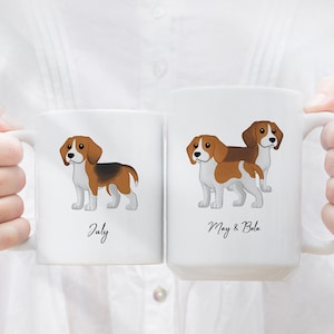 Personalized Beagle Mug with Name, Beagle Gift, Custom Beagle Coffee Mug, Beagle Mom Dad, Beagle Lover Gift Ideas, Cartoon Beagle Mug