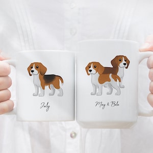 Personalized Beagle Mug with Name, Beagle Gift, Custom Beagle Coffee Mug, Beagle Mom Dad, Beagle Lover Gift Ideas, Cartoon Beagle Mug