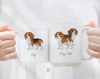 Personalized Beagle Mug with Name, Beagle Gift, Custom Beagle Coffee Mug, Beagle Mom Dad, Beagle Lover Gift Ideas, Cartoon Beagle Mug