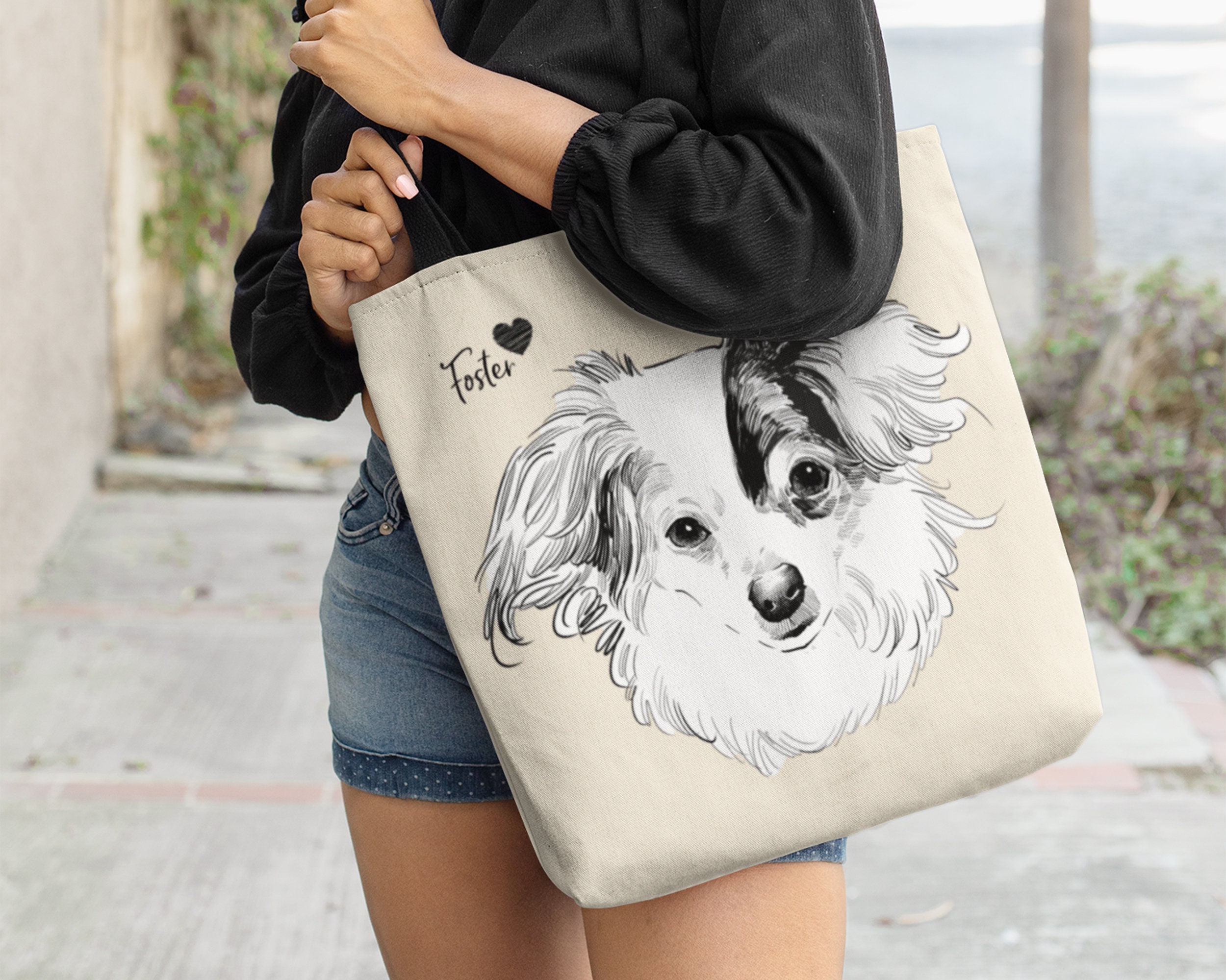 Custom Pet Portrait Tote Bag Custom Dog Tote Bag Pet Tote Etsy
