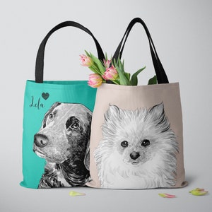 Custom pet portrait tote bag, custom dog tote bag, pet tote bag, custom shopping bag, personalized tote bag, custom dog portrait tote bag