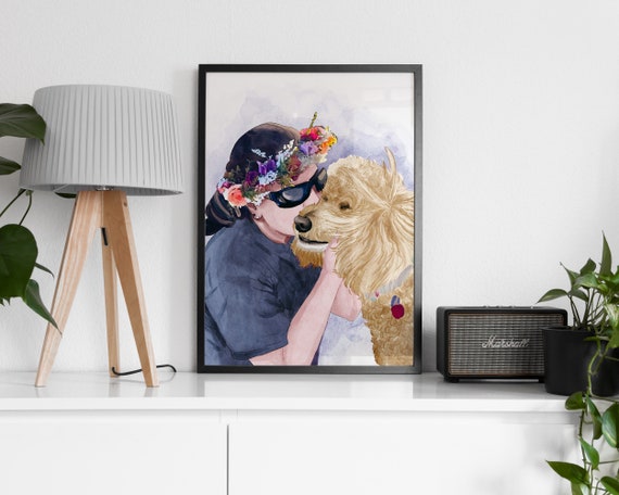 Dog Painting, Pet and Owner Portrait, Custom Pet Painting, Custom Dog Portrait, Dog and Owner Portrait Custom, Dog Art, Pet and Owner Gift
