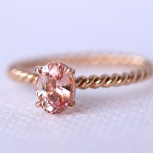 Custom Padparadscha Sapphire Ring,Twisted Engagement Ring, Simple Sapphire Engagement Ring ,Unique Ceylon Sapphire Ring